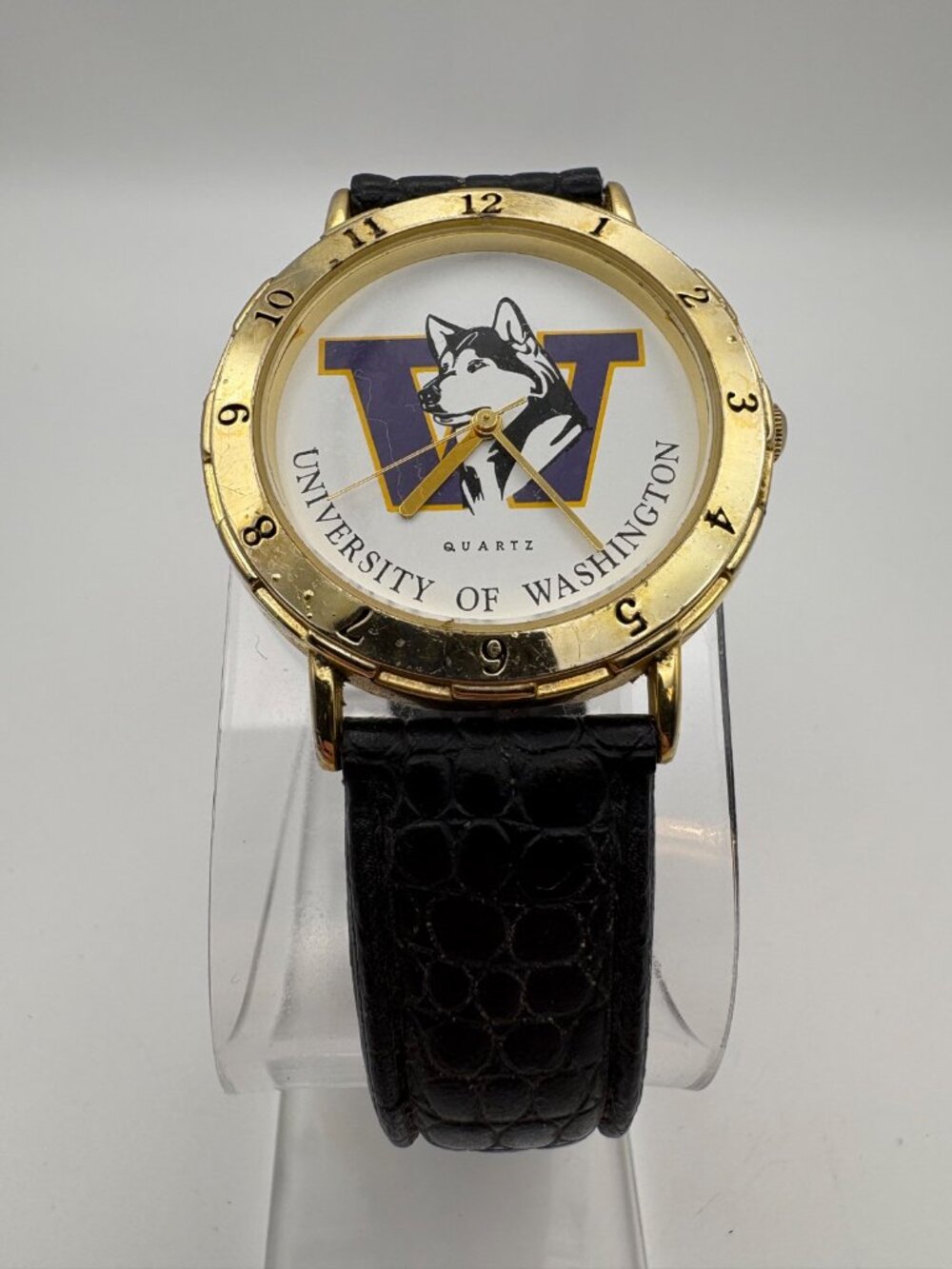 Vintage Nelsonic University of Washington Huskies Watch Gold Tone Quartz SR626SW